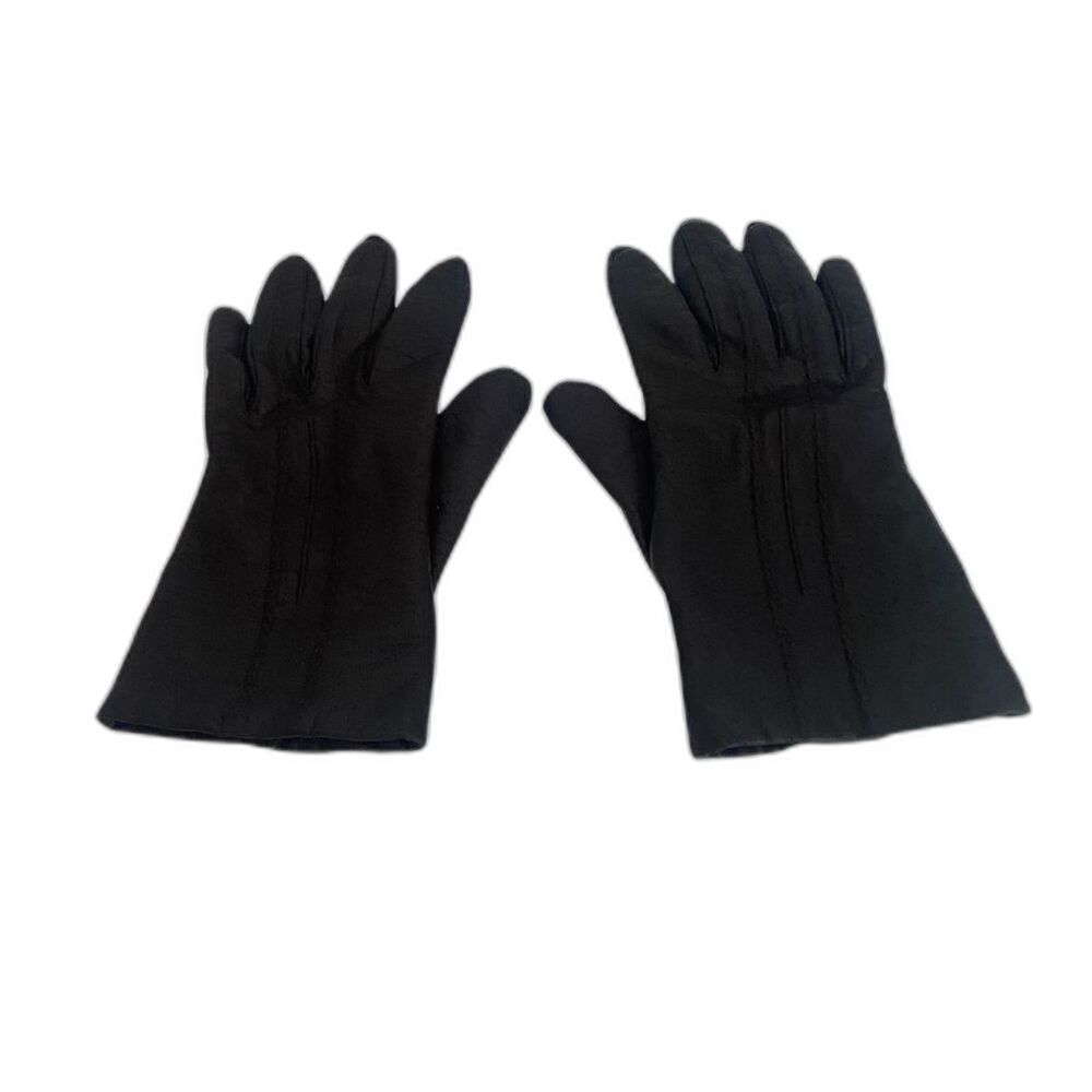 VTG Fownes Brothers Women's Leather Gloves Black RN 175451 Size M Preowned